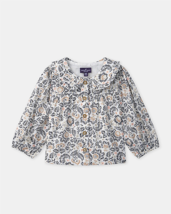 Floral print blouse with collar Dark grey colour  Sergent Major