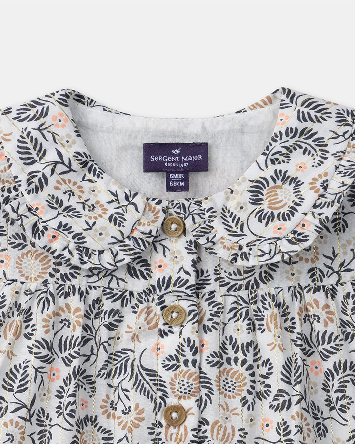 Floral print blouse with collar Dark grey colour  Sergent Major