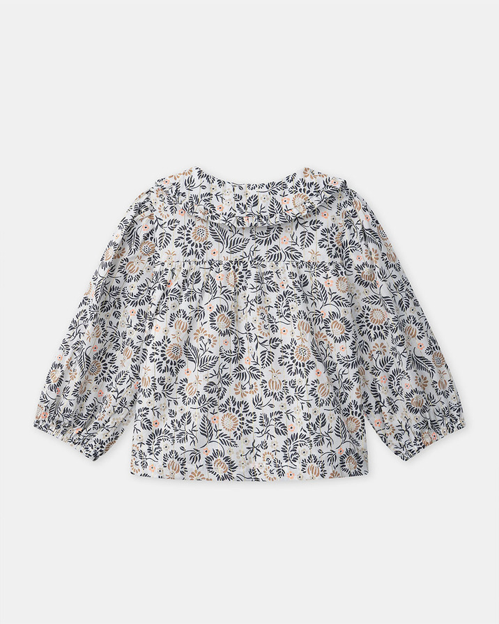 Floral print blouse with collar Dark grey colour  Sergent Major