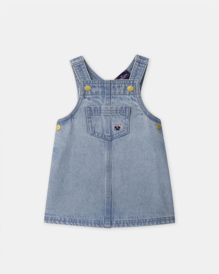 Denim pinafore dress + bodysuit set Blue colour  Sergent Major