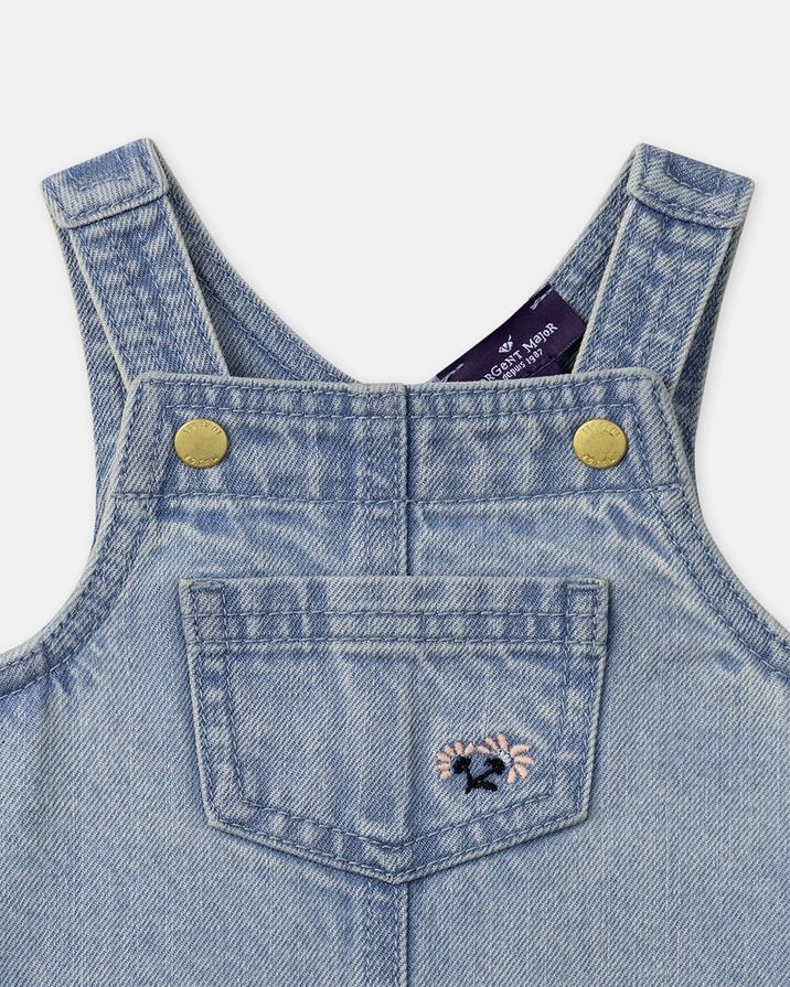 Denim pinafore dress + bodysuit set Blue colour  Sergent Major