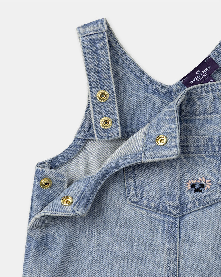Denim pinafore dress + bodysuit set Blue colour  Sergent Major