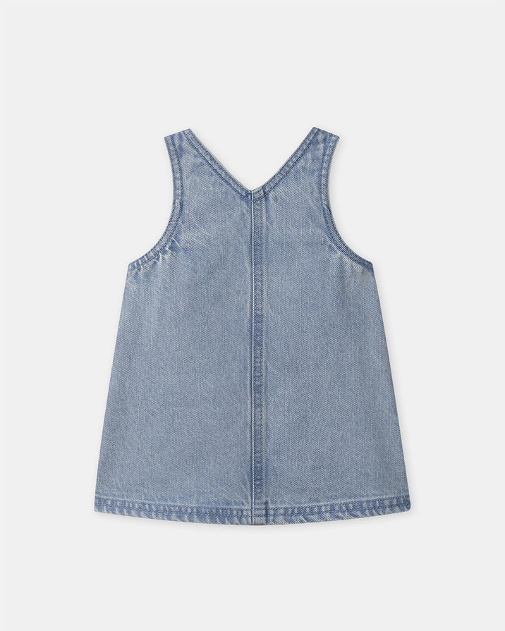 Denim pinafore dress + bodysuit set Blue colour  Sergent Major