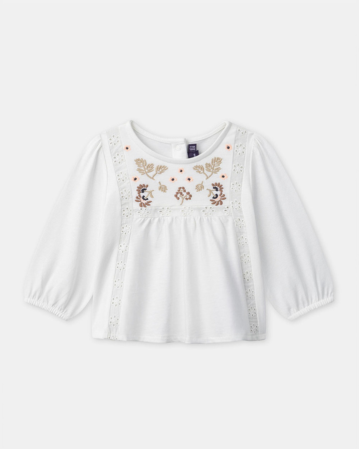 Blouse with floral embroidery Ecru colour  Sergent Major