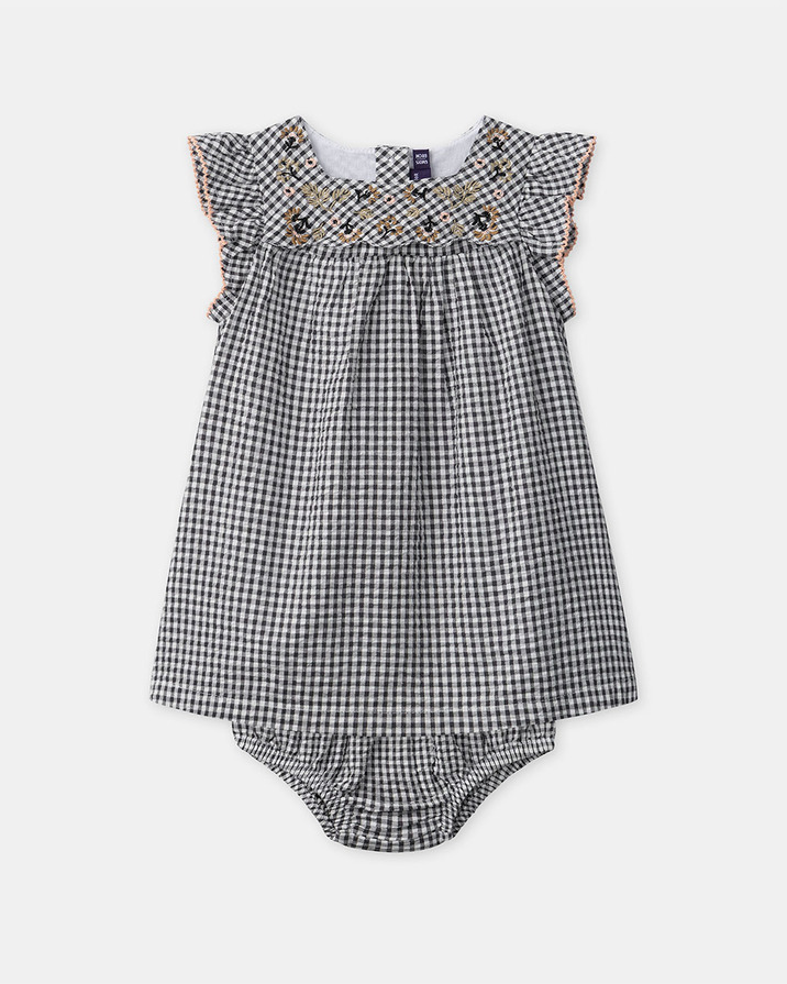 Gingham dress and bloomers Dark grey colour  Sergent Major