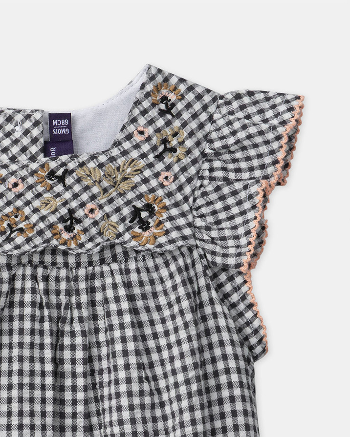Gingham dress and bloomers Dark grey colour  Sergent Major