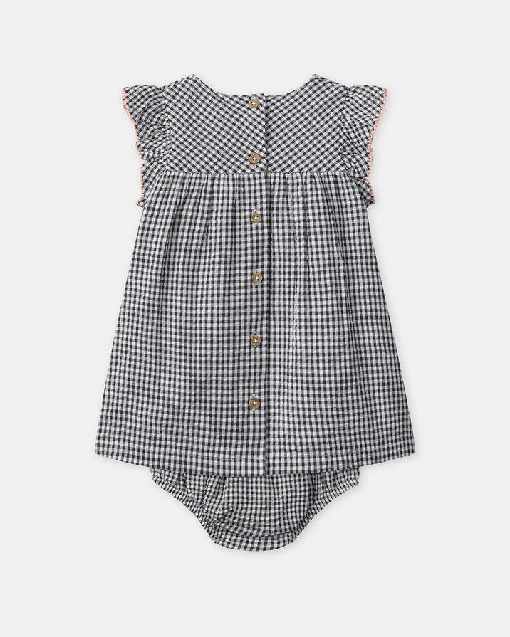 Gingham dress and bloomers Dark grey colour  Sergent Major