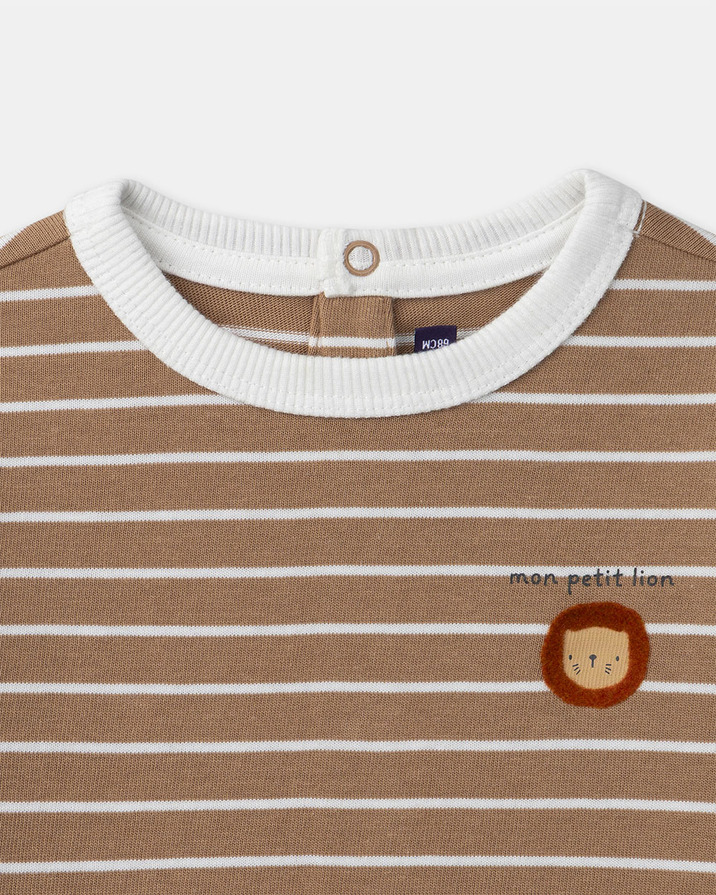 Long-sleeved striped T-shirt Brown colour  Sergent Major