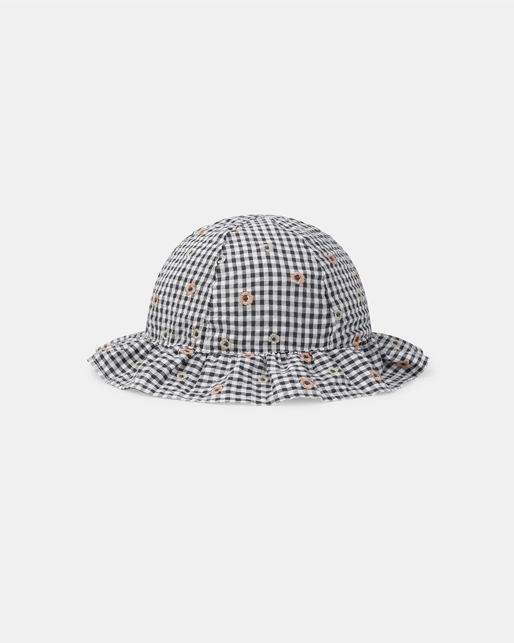 Floral embroidered gingham hat Grey colour  Sergent Major