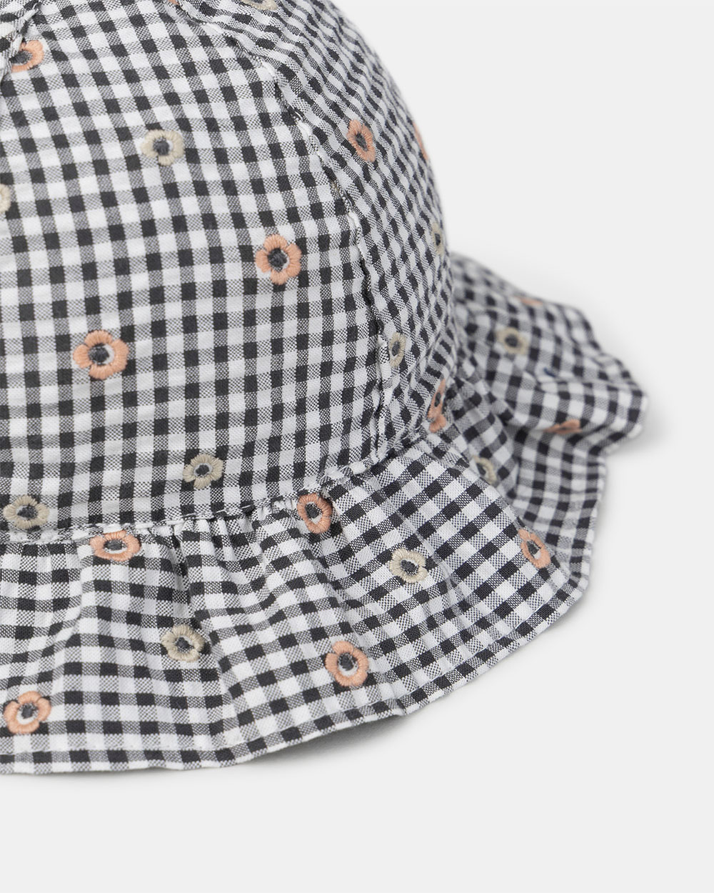 Floral embroidered gingham hat Grey colour  Sergent Major