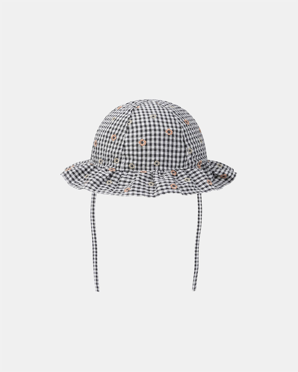 Floral embroidered gingham hat Grey colour  Sergent Major