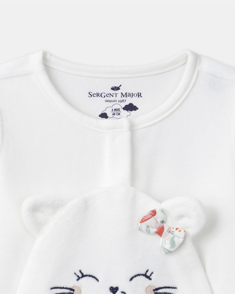Cat face onesie Ecru colour  Sergent Major