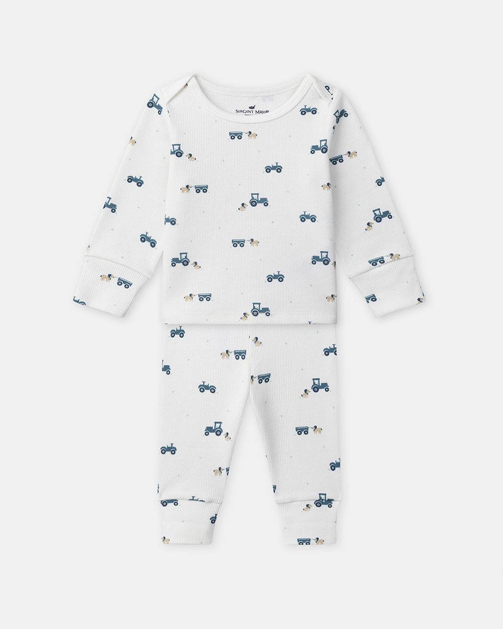 Grow-with-me tractor print pajamas Ecru colour Sergent Major