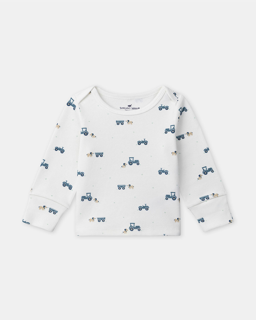 Grow-with-me tractor print pajamas Ecru colour Sergent Major