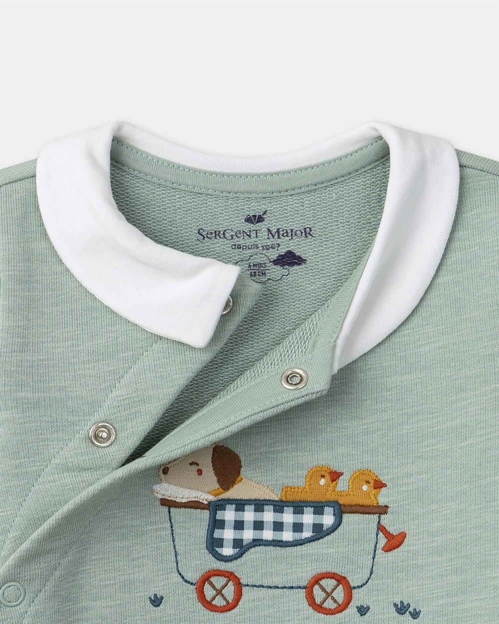 Dog patch collar onesie Green colour  Sergent Major
