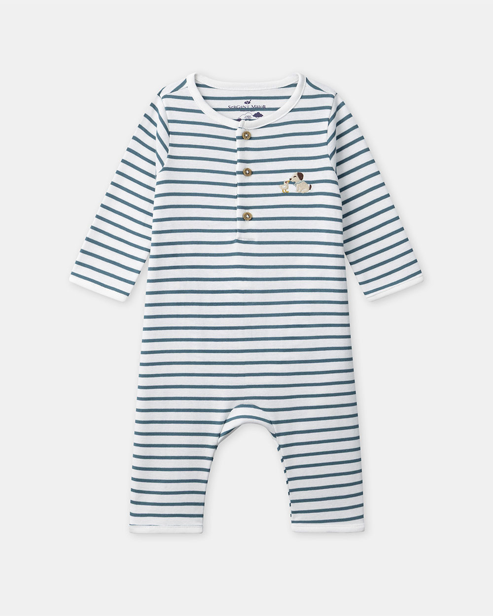 Striped onesie with buttons Blue colour  Sergent Major