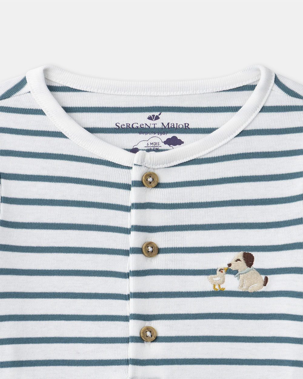 Striped onesie with buttons Blue colour  Sergent Major