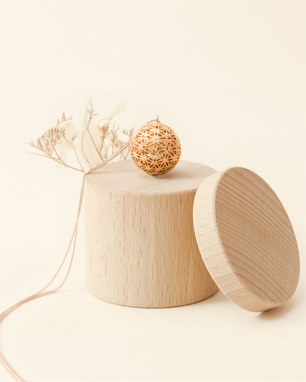 Pregnancy bola Flower of life Rosegold colour on chain  Ilado