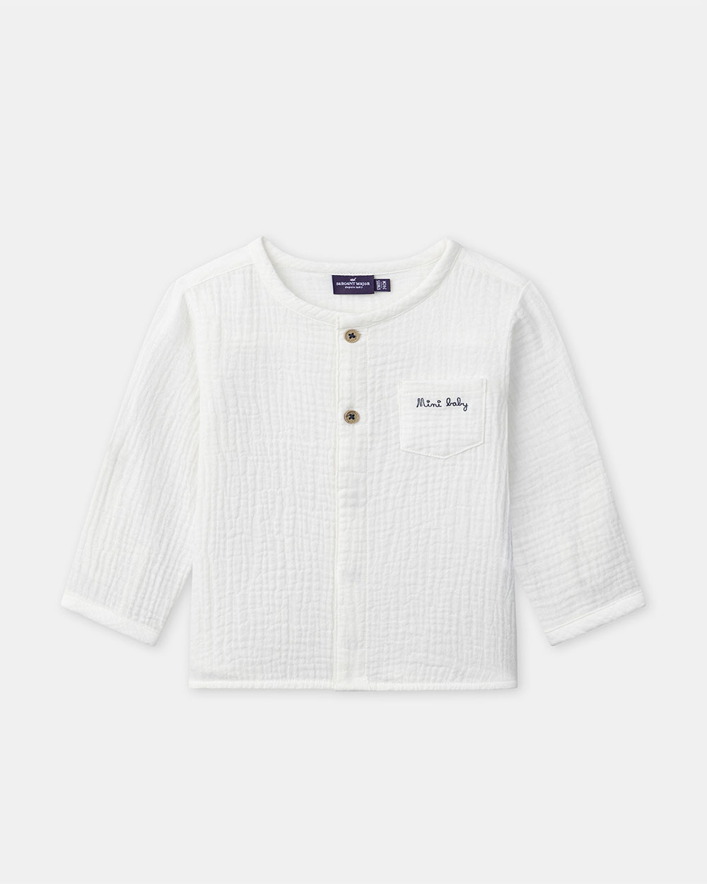 &lsquo;Mini baby&rsquo; shirt with roll-up sleeves Ecru colour  Sergent Major