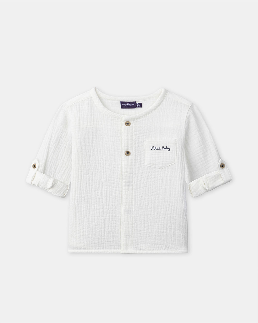 &lsquo;Mini baby&rsquo; shirt with roll-up sleeves Ecru colour  Sergent Major