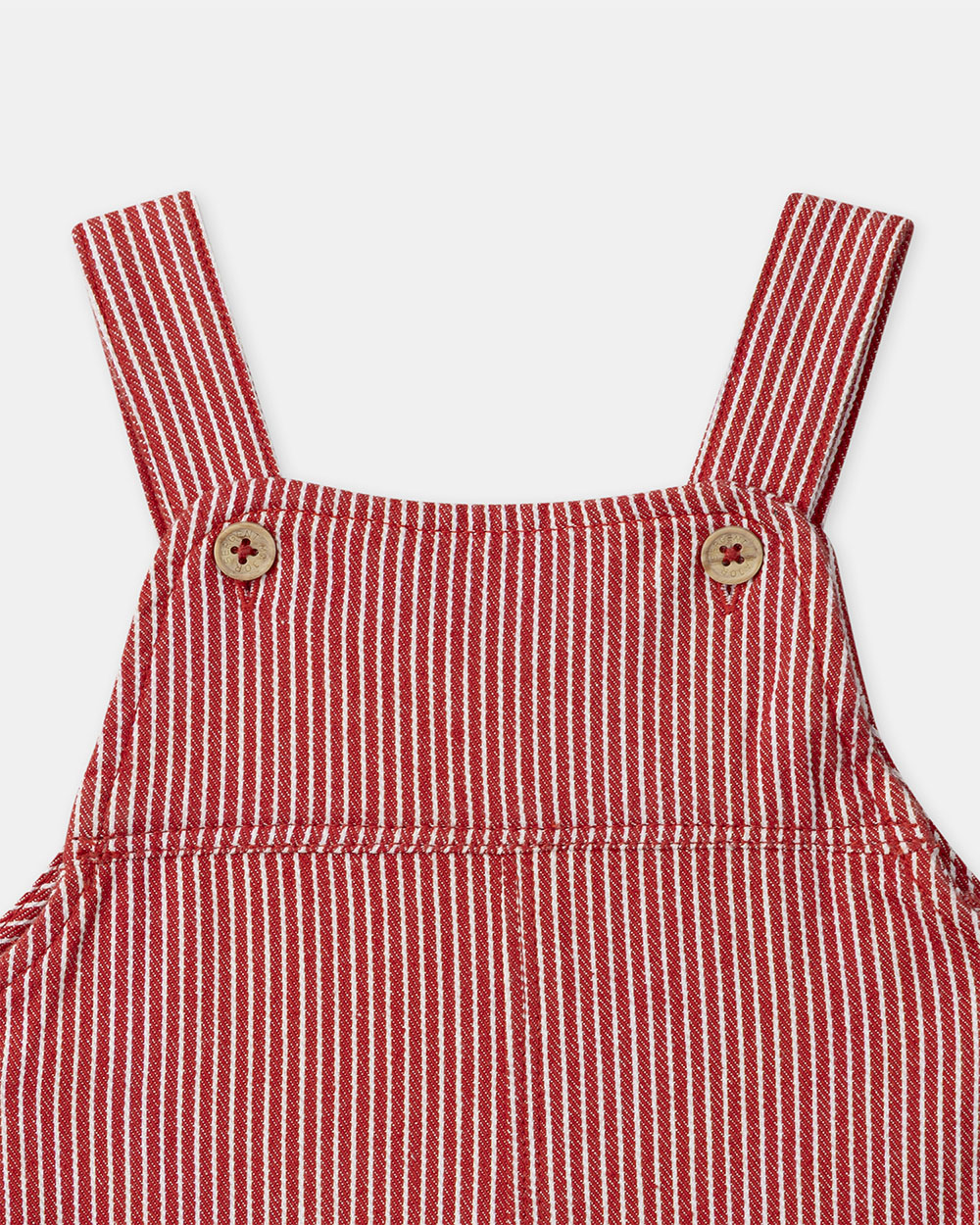 Striped dungarees with pockets Red colour  Sergent Major