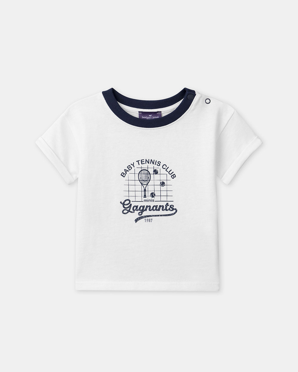 Short-sleeved T-shirt with tennis motif Ecru colour  Sergent Major