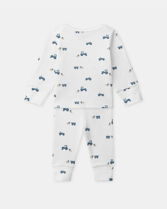 Grow-with-me tractor print pajamas Ecru colour  Sergent Major