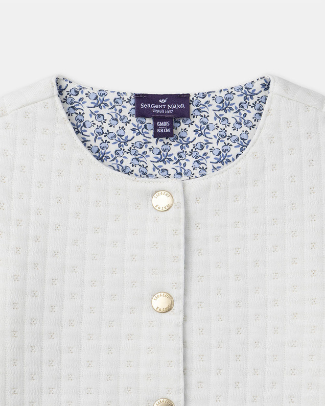 Ecru cardigan with ‘little flower’ detail Ecru colour  Sergent Major