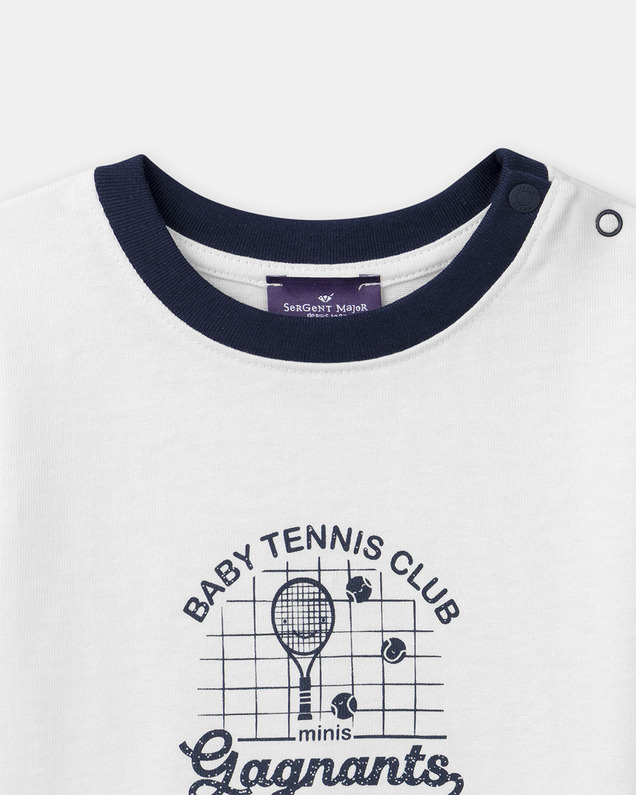 Short-sleeved T-shirt with tennis motif Ecru colour  Sergent Major