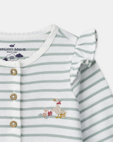 Striped onesie with ruffle Green colour  Sergent Major