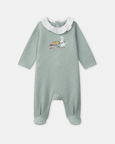 Onesie with collar and cat patch Green colour  Sergent Major