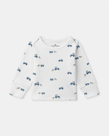 Grow-with-me tractor print pajamas Ecru colour  Sergent Major