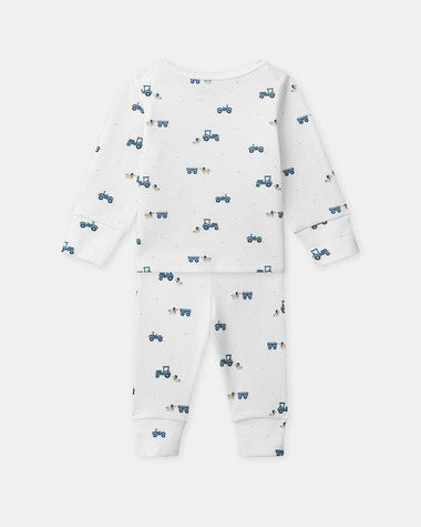 Grow-with-me tractor print pajamas Ecru colour  Sergent Major