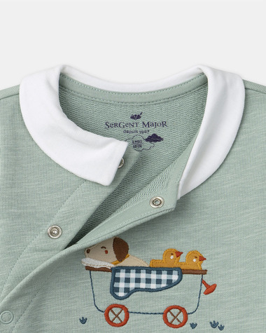 Dog patch collar onesie Green colour  Sergent Major