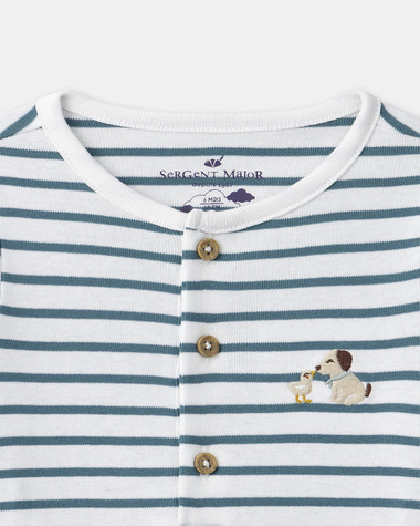 Striped onesie with buttons Blue colour  Sergent Major