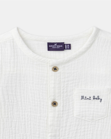 &lsquo;Mini baby&rsquo; shirt with roll-up sleeves Ecru colour  Sergent Major
