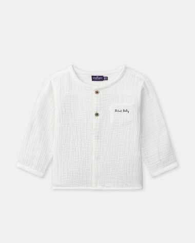 &lsquo;Mini baby&rsquo; shirt with roll-up sleeves Ecru colour  Sergent Major
