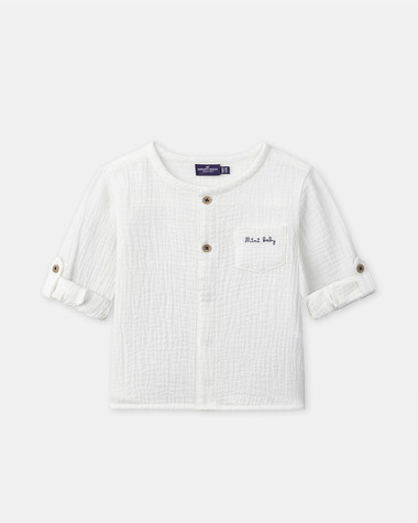 &lsquo;Mini baby&rsquo; shirt with roll-up sleeves Ecru colour  Sergent Major
