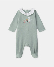 Onesie with collar and cat patch Green colour  Sergent Major