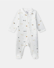 Striped onesie with farm motif Ecru colour  Sergent Major