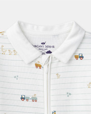Striped onesie with farm motif Ecru colour  Sergent Major