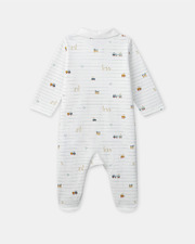 Striped onesie with farm motif Ecru colour  Sergent Major