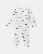 Grow-with-me tractor print pajamas Ecru colour Sergent Major