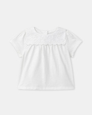 Ecru T-shirt with flower embroidery Ecru colour  Sergent Major
