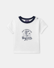 Short-sleeved T-shirt with tennis motif Ecru colour  Sergent Major