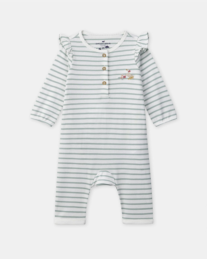 Striped onesie with ruffle Green colour  Sergent Major