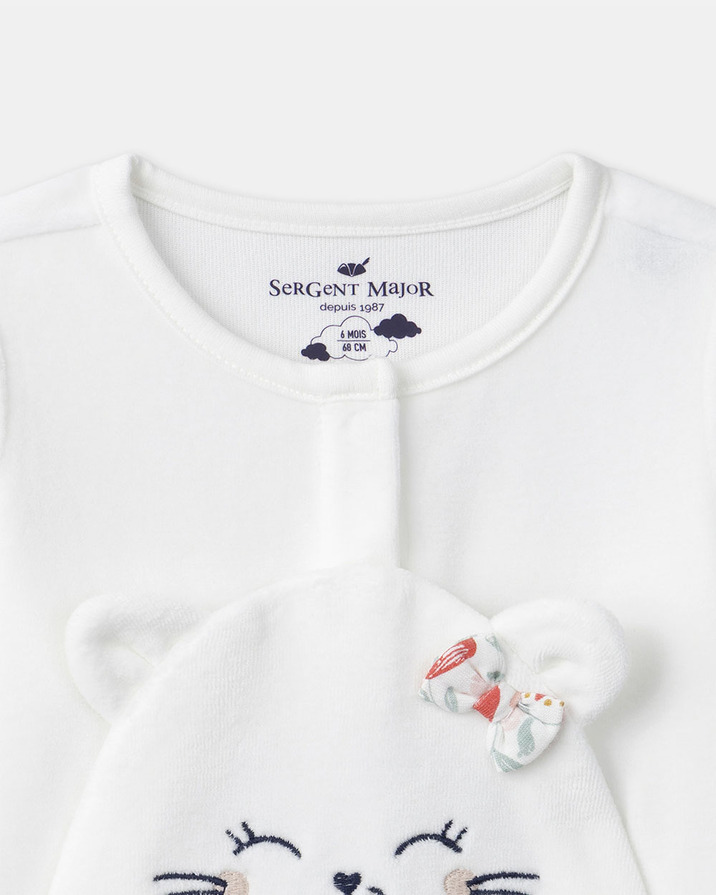 Cat face onesie Ecru colour  Sergent Major