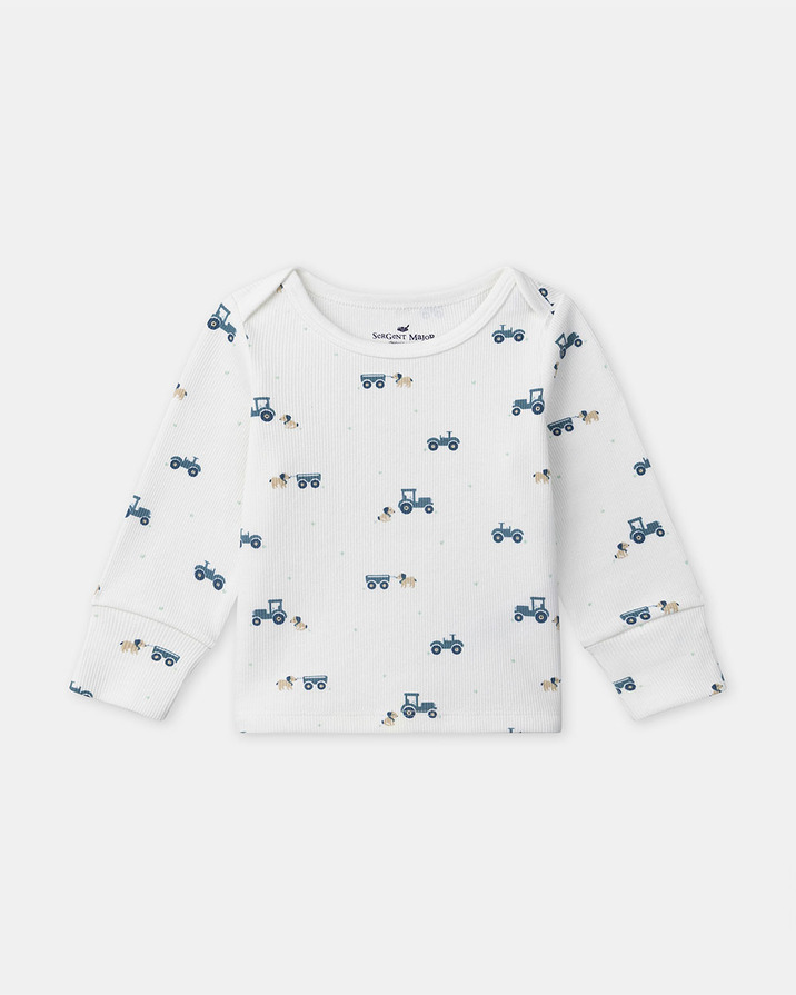 Grow-with-me tractor print pajamas Ecru colour Sergent Major