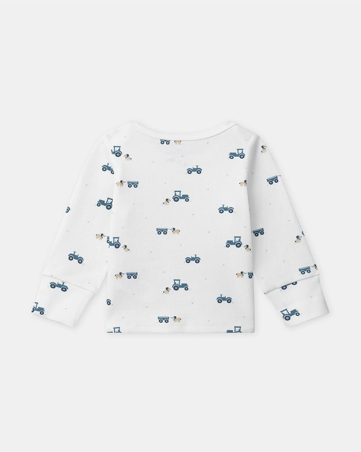 Grow-with-me tractor print pajamas Ecru colour Sergent Major
