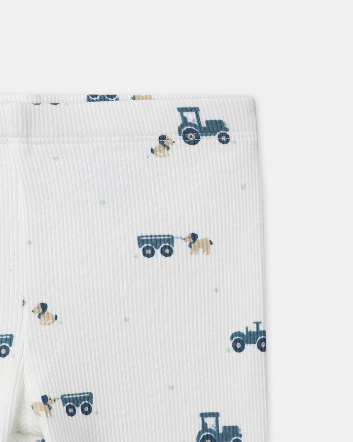 Grow-with-me tractor print pajamas Ecru colour Sergent Major
